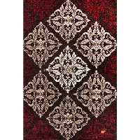 فرش ماشینی  ساوین طرح کرانه قهوه ای