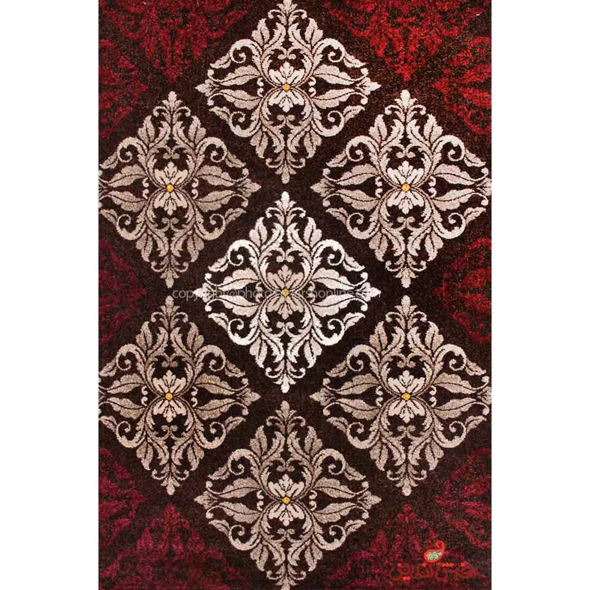 فرش ماشینی  ساوین طرح کرانه قهوه ای