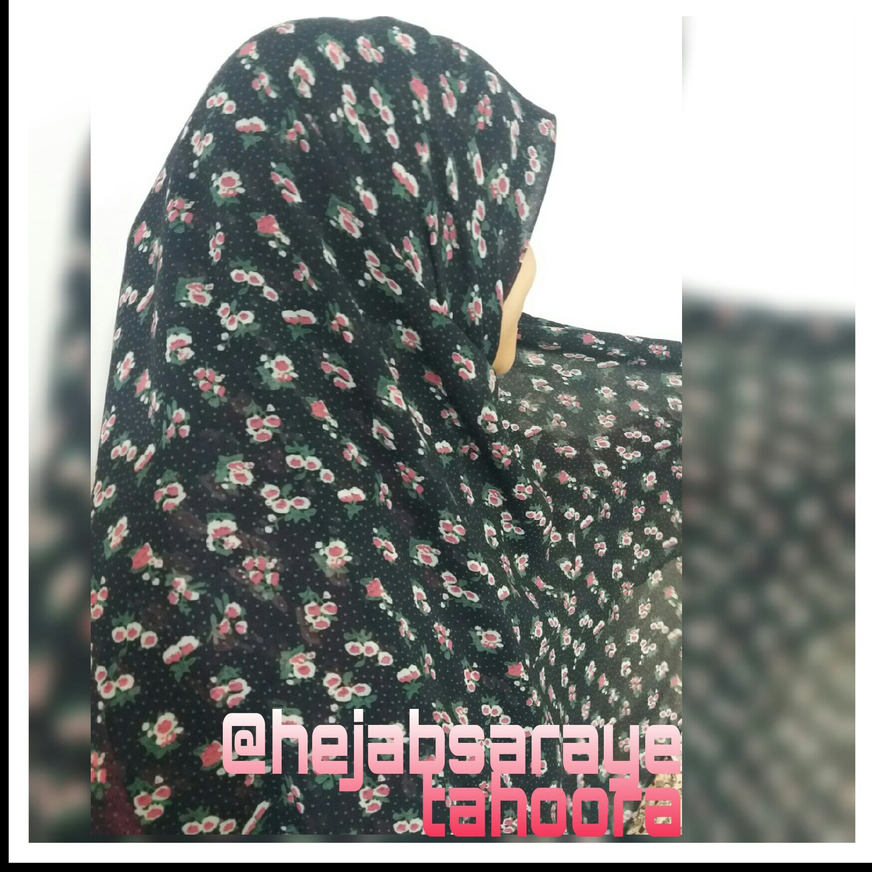 روسری حریر ابریشم زمینه مشکی