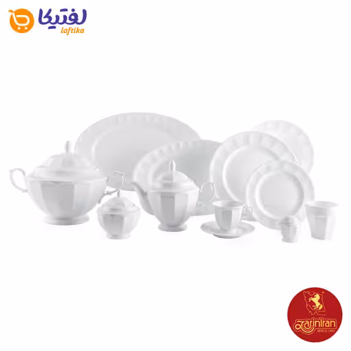 سرویس غذاخوری سفید 12 نفره چینی زرین نئوکلاسیک 103 پارچه