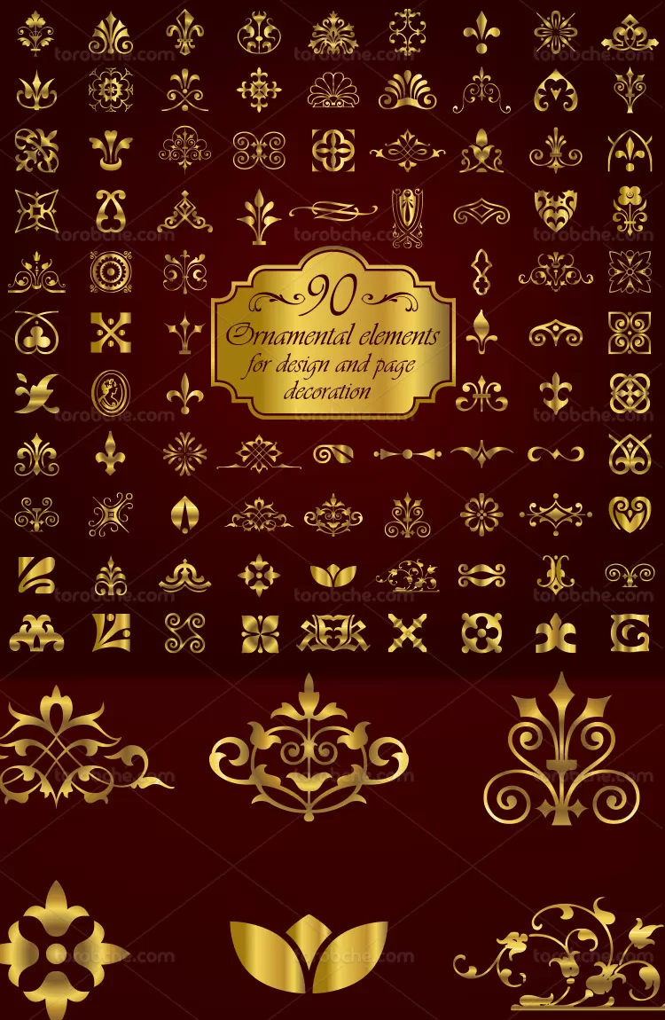 وکتور المان های سنتی طلایی | گرافیک با طعم تربچه