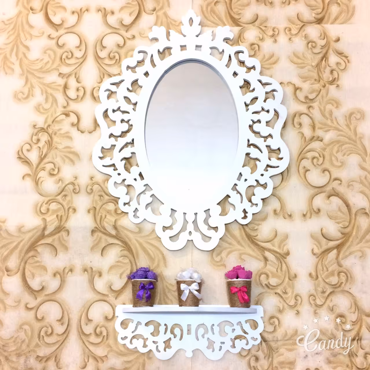 آینه کنسول بیضی خونه خاص طرح ایکیا رنگ سفید