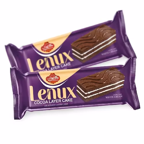 کیک سه لایه کاکائویی با مغز شیری نارگیلی 60 گرم 24 عددی