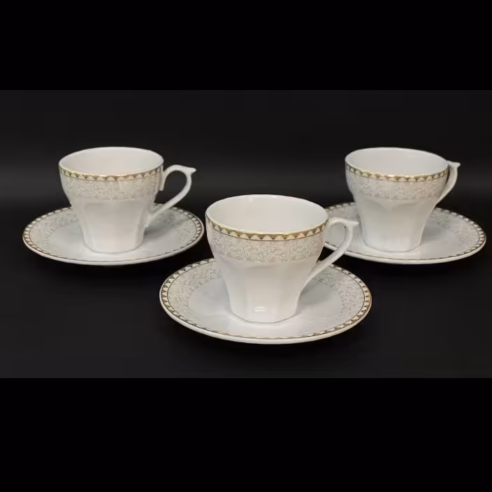 فنجان و نعلبکی چینی لب طلا طرحدار مقصود