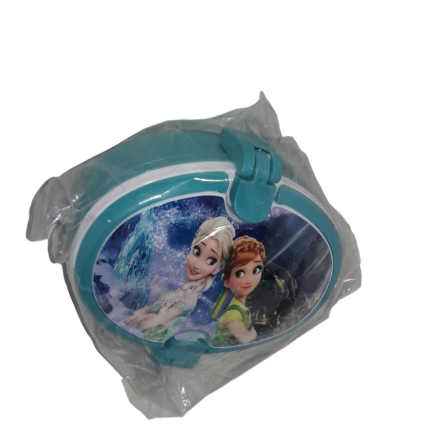 ظرف غذای دو طبقه دانش آموزی طرح بیضی فانتزی همراه با قاشق و چنگال 