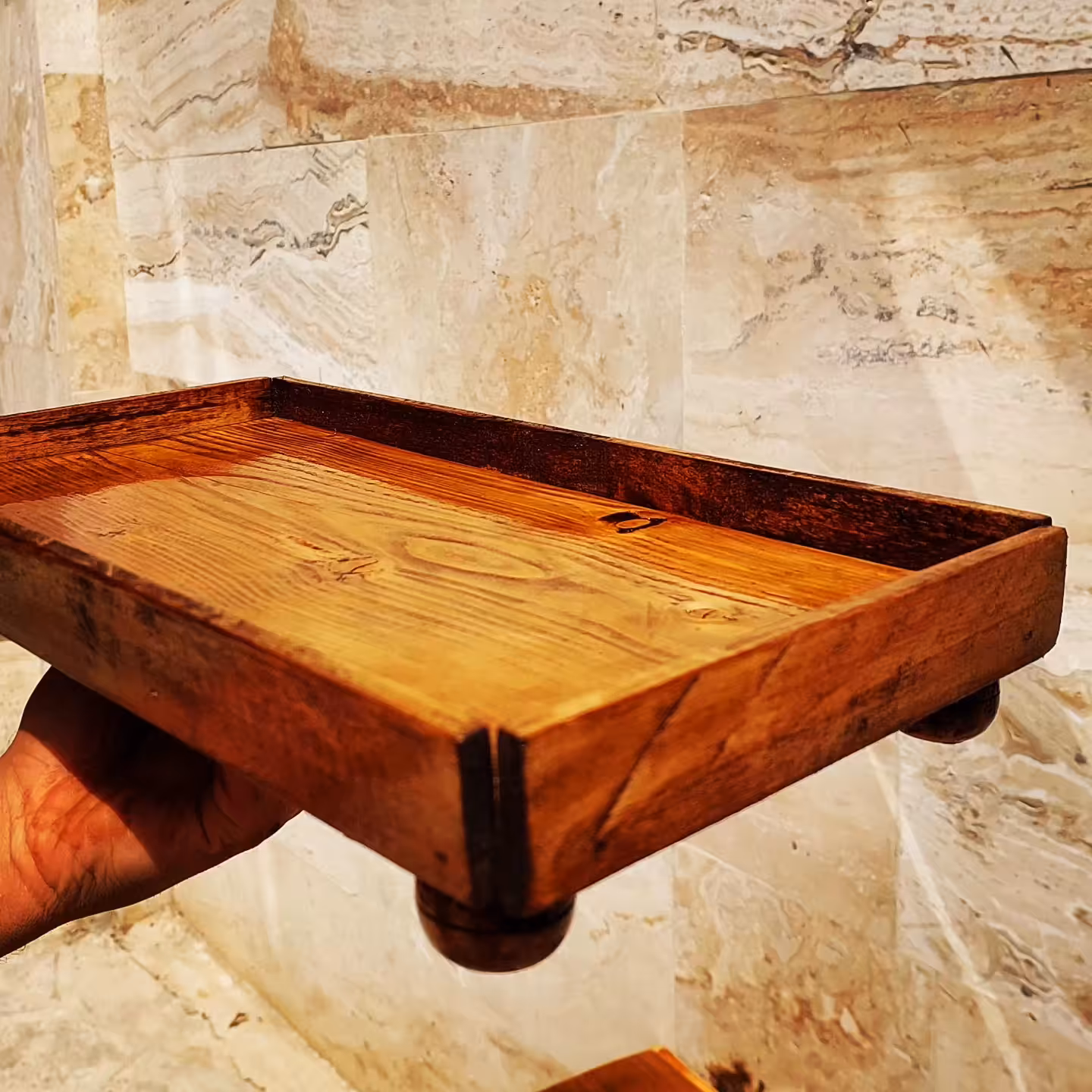 سینی رایزر چوبی پایه خراطی