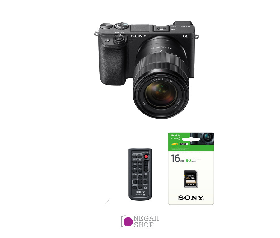 دوربین Sony Alpha A6400 16-50mm مشکی به همراه ریموت و مموری