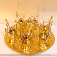 سرویس چای خوری 6 نفره برنجی