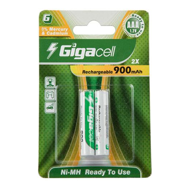 باتری نیم قلمی قابل شارژ گیگاسل مدل900mAH بسته 2 عددی