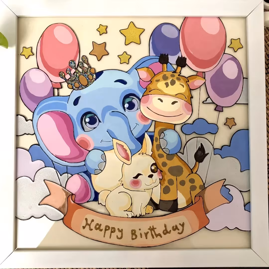 تابلو ویترای کودک طرح happy birthday