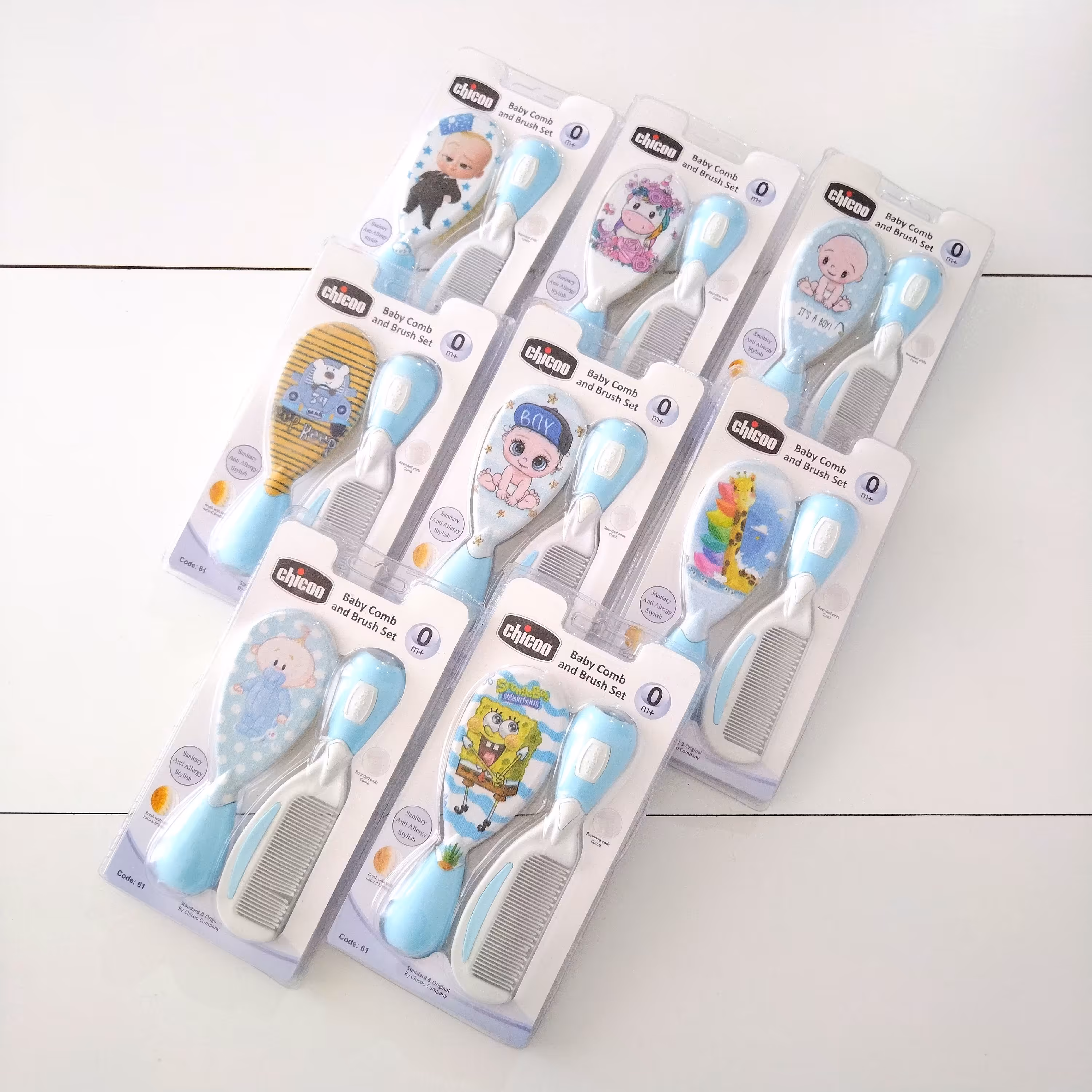 شانه و برس طرح دار نوزادی جغجغه ای فانتزی چیکو پسرانه