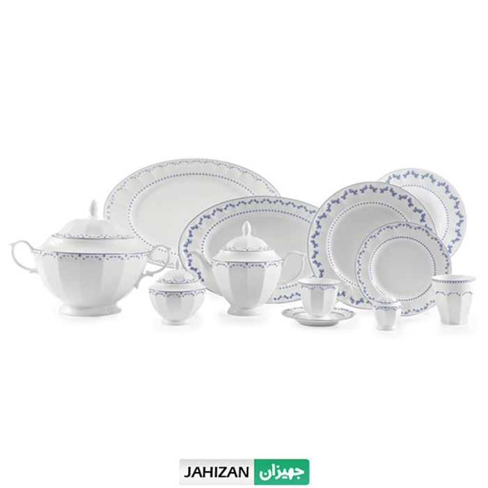 سرویس چینی زرین 103پارچه فرانسیس سرمه ای سری نئوکلاسیک