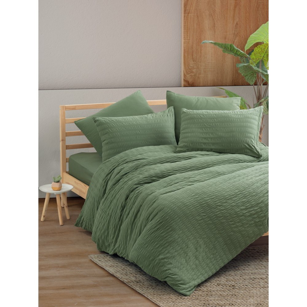 ست ملحفه کاتن باکس مدل Crepe Yesil  دو نفره 4 تکه