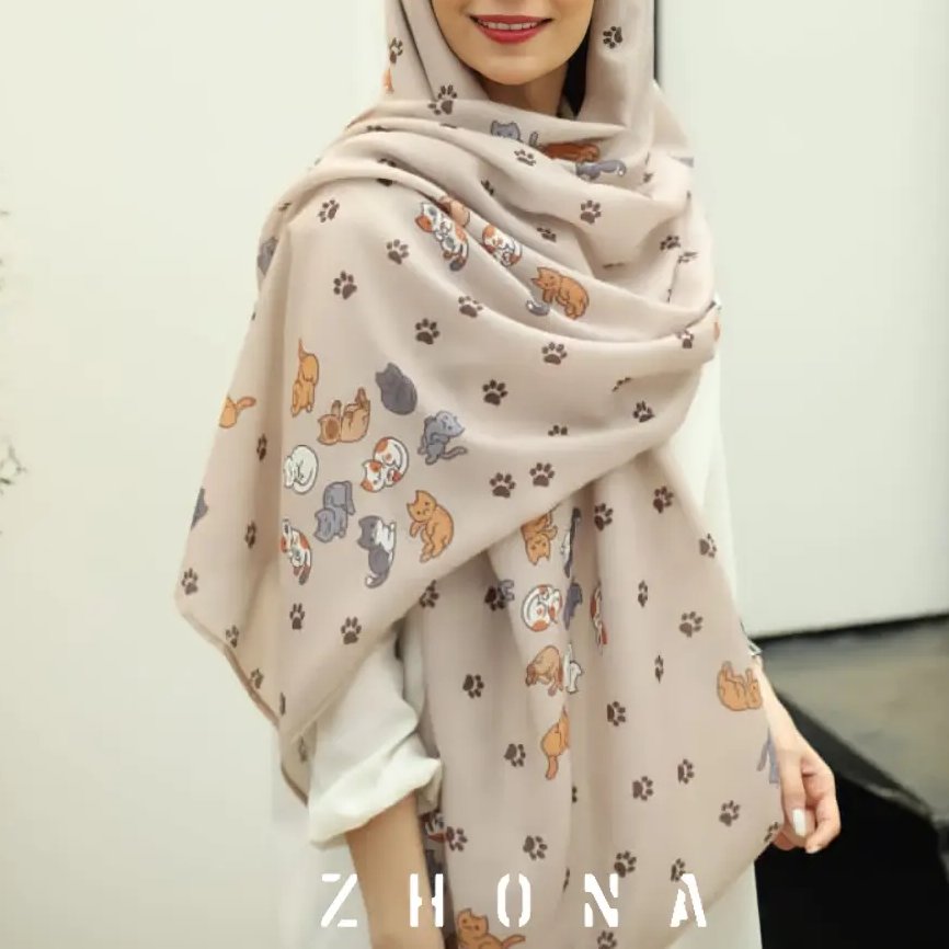 شال نخی طرح گربه