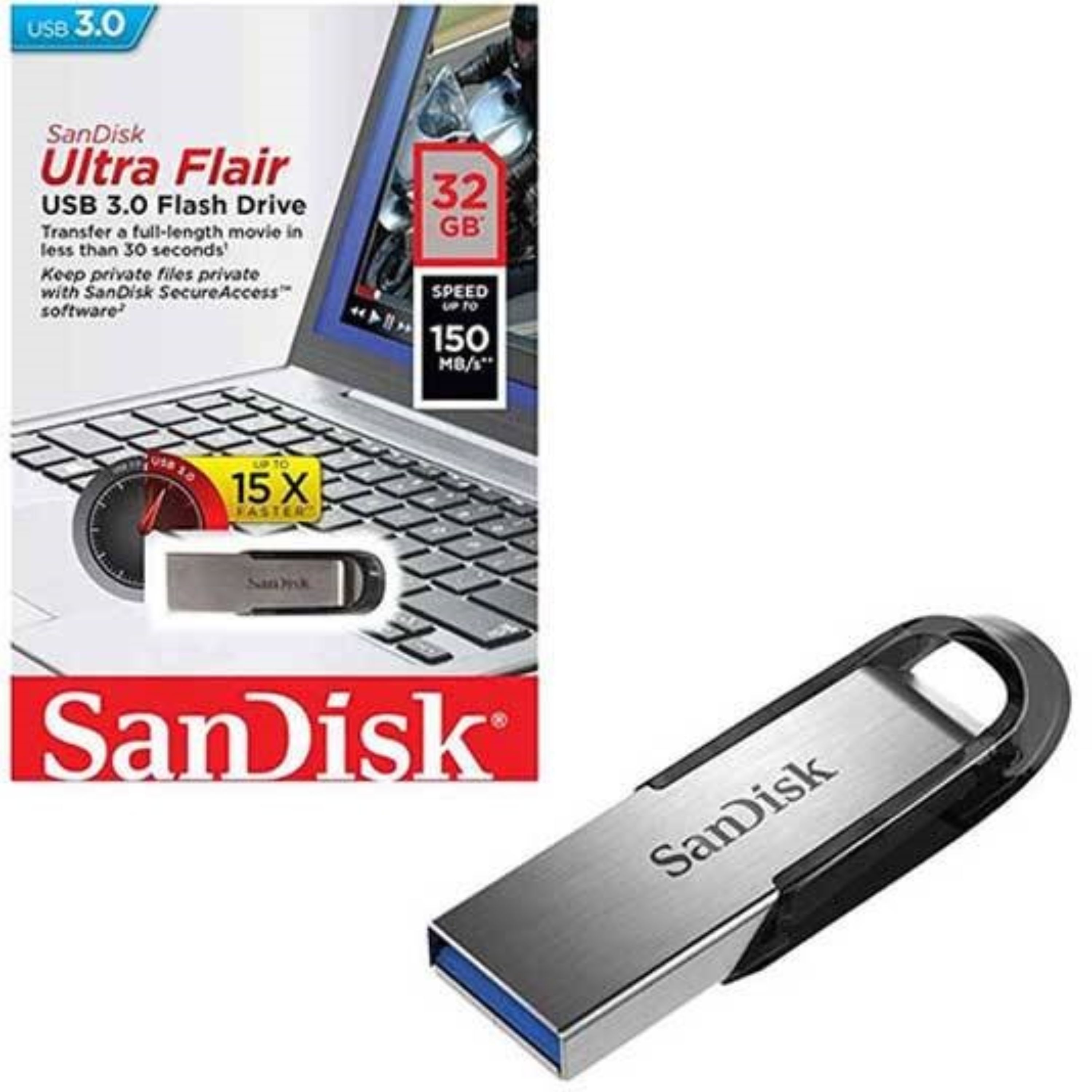 فلش 32GB USB3.1  SanDisk Ultra Flair CZ73 با گارانتی 3 ساله