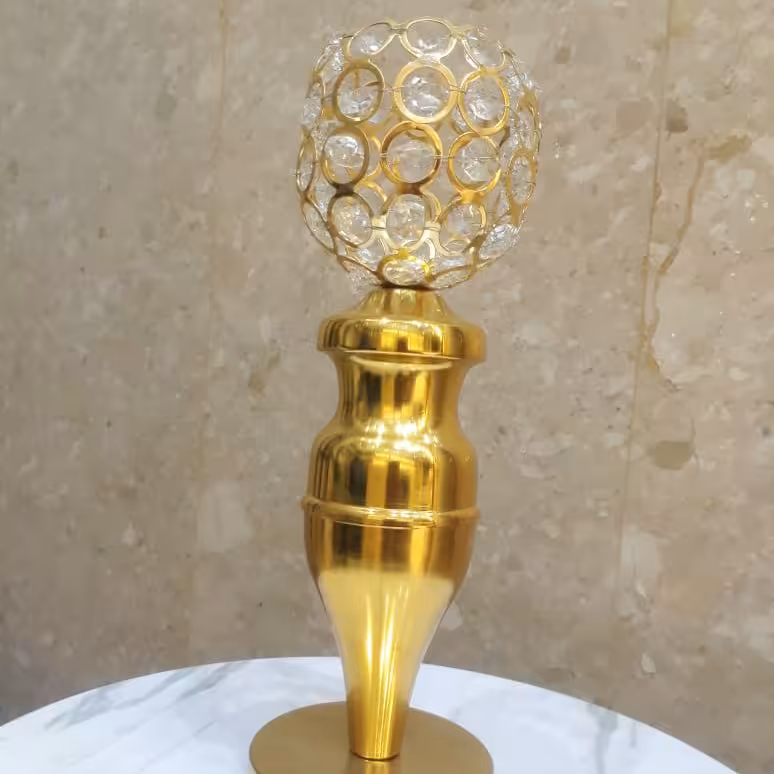 جا شمعی فلزی کریستالی 