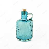 بطری آبگینه دست ساز استوانه ای فیروزه ای سایز 4- کد 026 