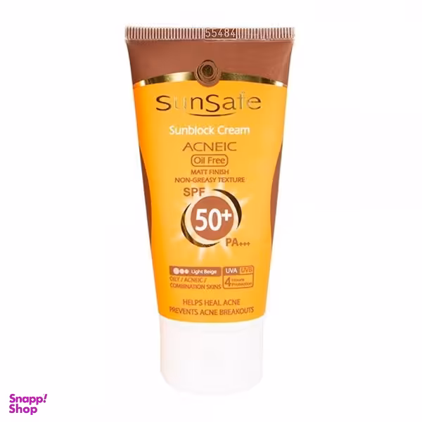 ضد آفتاب رنگی فاقد چربی آکنییک SPF50 بژ روشن سان سیف حجم 50 میلی لیتر