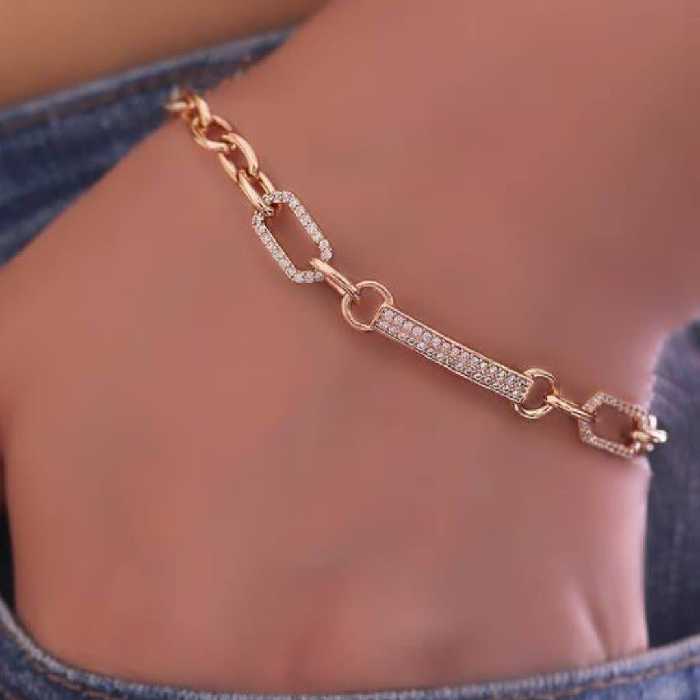 دستبند کد11685 برند ژوپینگ xuping.نگین اتمی.آبکاری طلا.رنگ ثابت.ضدحساسیت