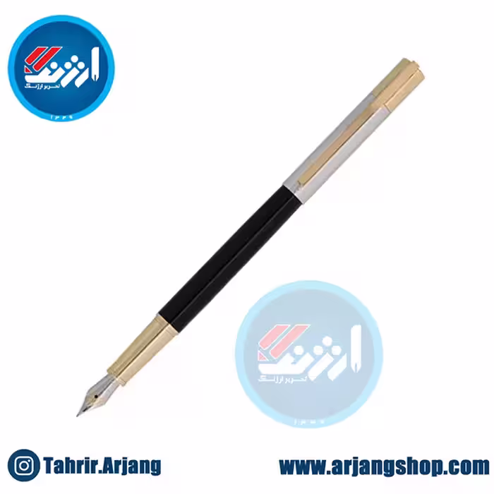 خودنویس یوروپن مدل FLASH طرح نیمه کروم مشکی گیره زرد