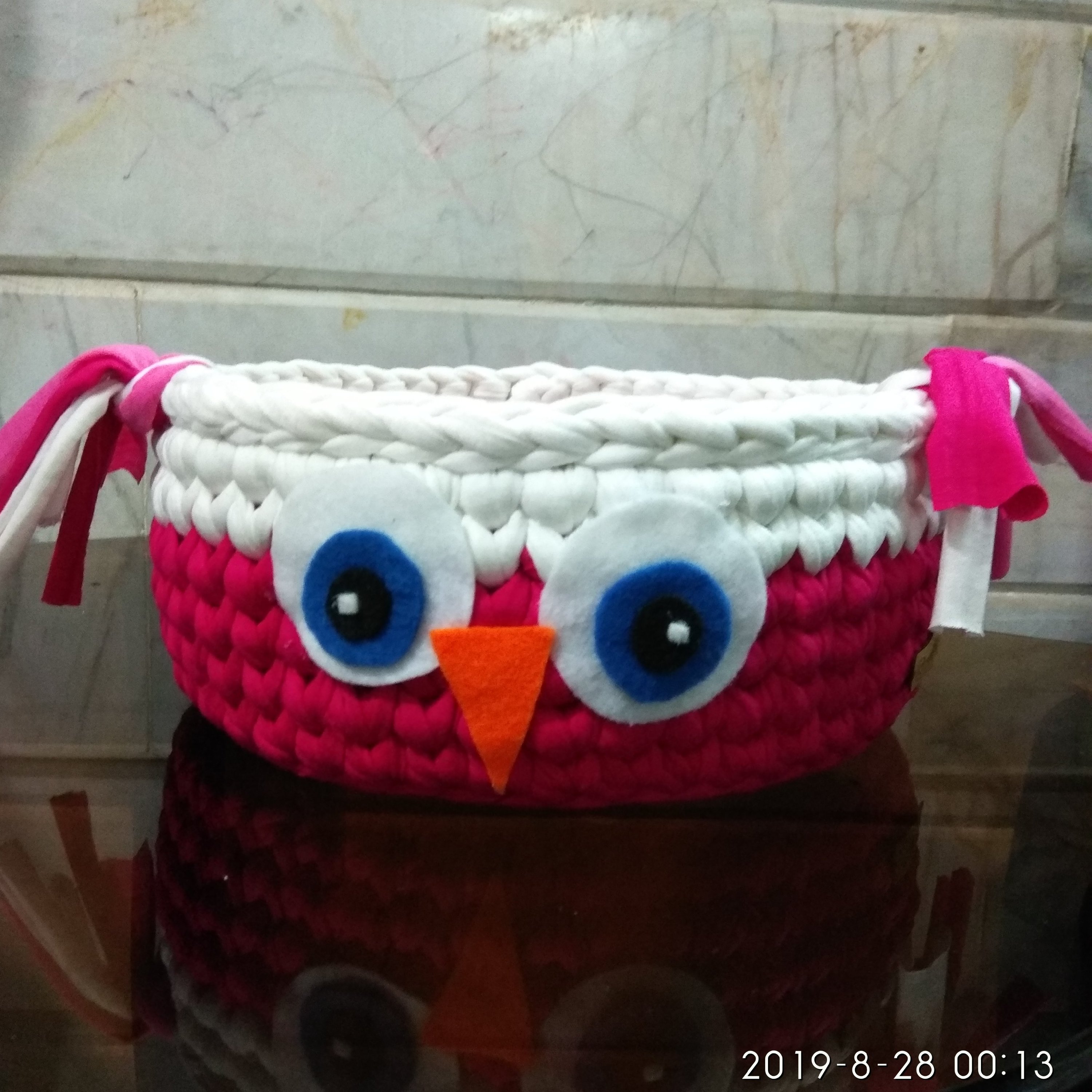 سبد جغد صورتی