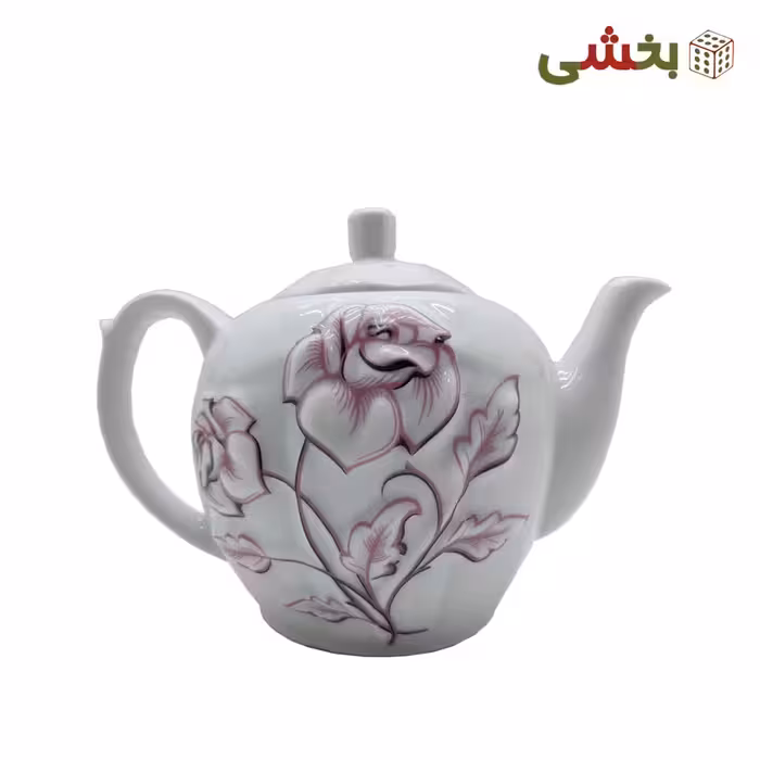 قوری سرامیکی طرح گل برجسته سایز متوسط