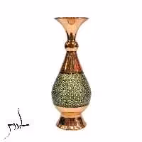 گلدان مس و خاتم کاری 20 سانتی صنایع دستی سایروس مس و خاتم سکه ای و... با کیفیت عالی 