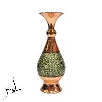 گلدان مس و خاتم کاری 20 سانتی صنایع دستی سایروس مس و خاتم سکه ای و... با کیفیت عالی 