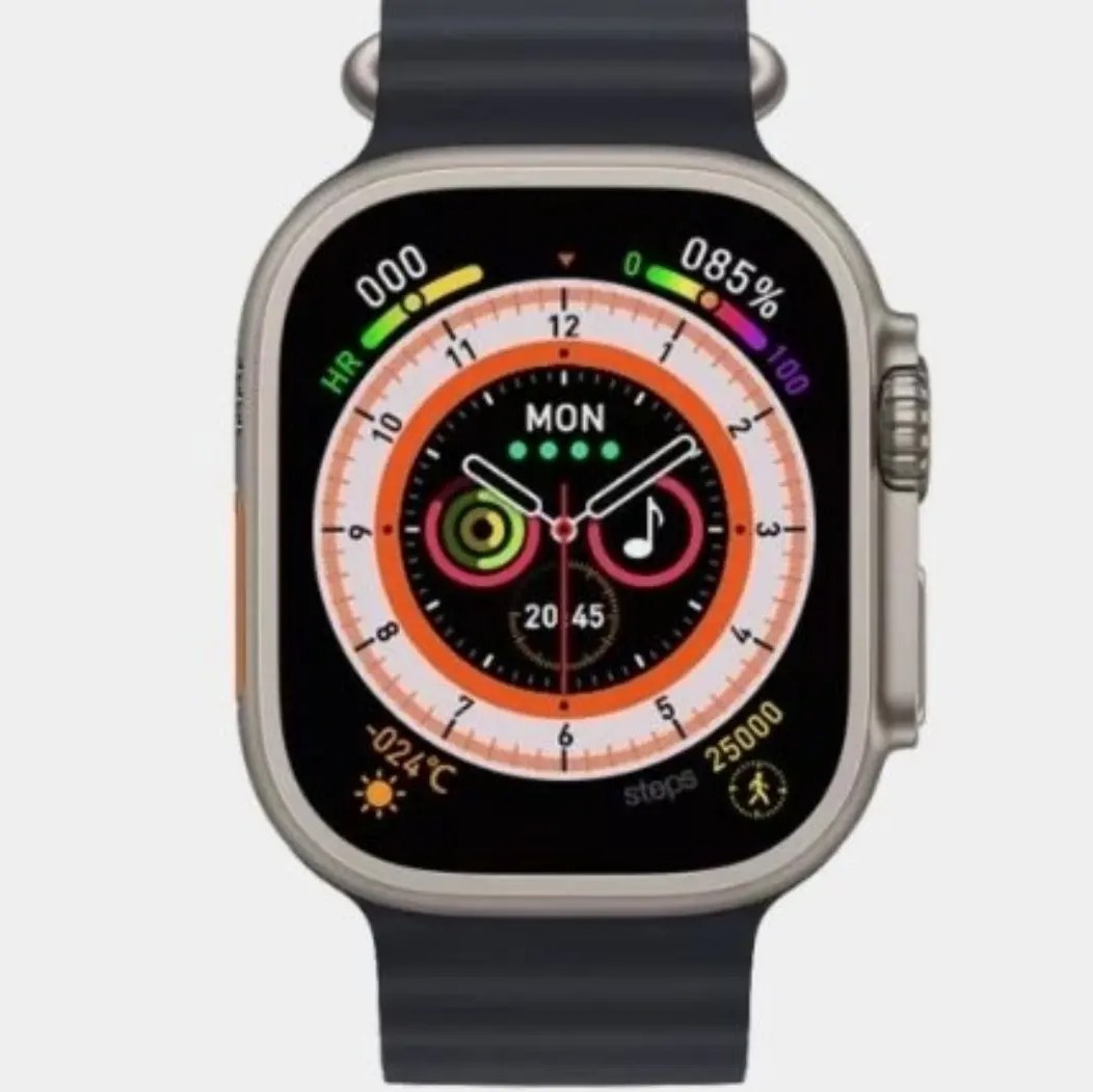 ساعت هوشمند طرح اپل مدل HW8 ultra max درجه یک با بند سیلیکونی رنگ پرتقالی 