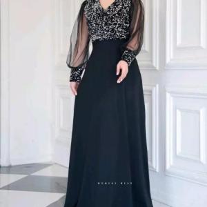 پیراهن شب زنانه کرپ مدل مجلسی