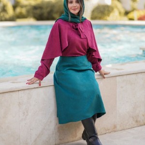 ست یلدایی شومیز شنل دار و دامن
