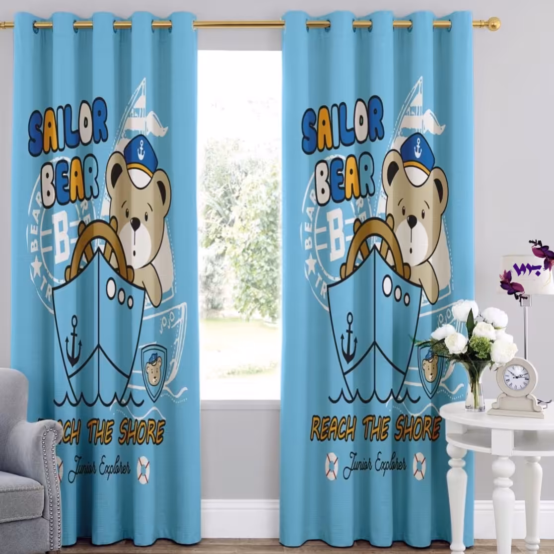 پرده اتاق کودک طرح خرس دریایی بروا گالری با کیفیت و دوخت بسیار عالی