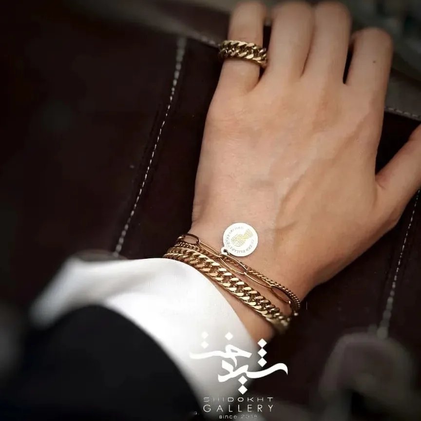 دستبند کارتیر دولاین استیل دستبند استیل دستبند کارتیه دستبند سکه دستبند چندلاین