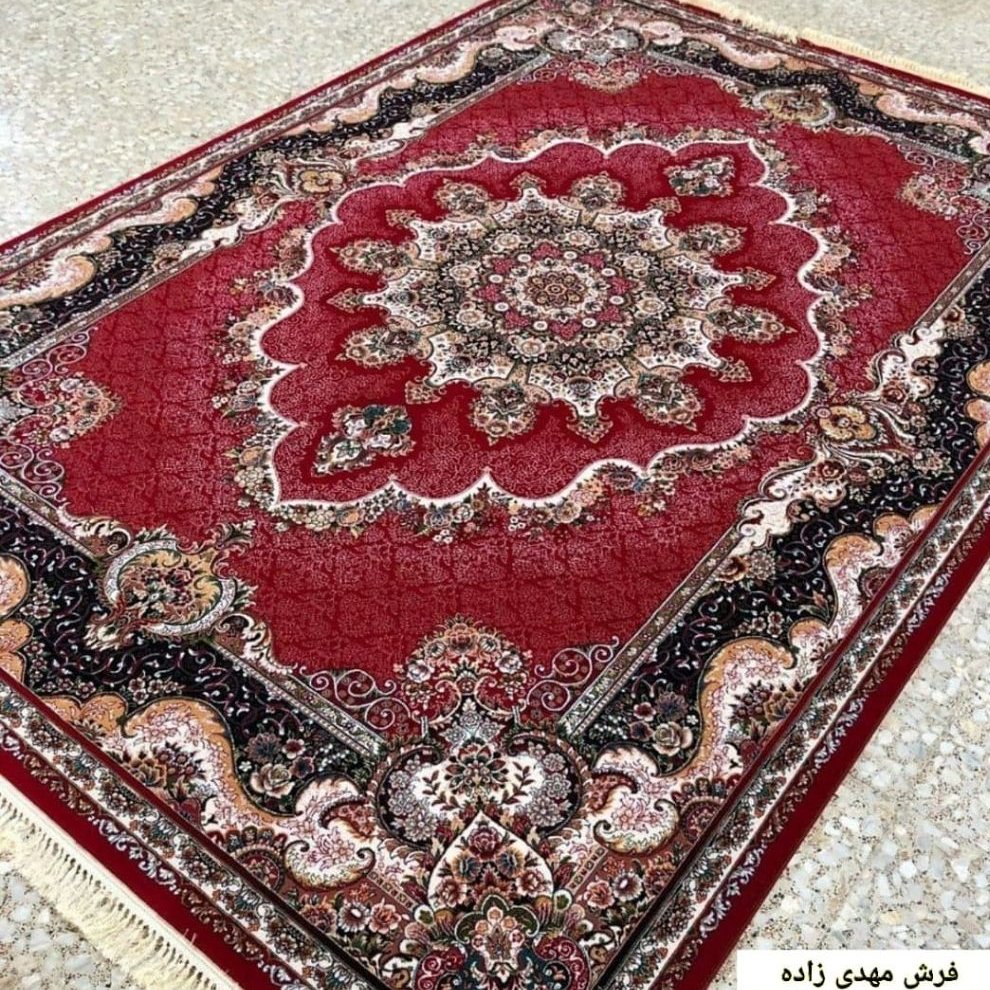 فرش طرح نیلی لاکی 700 شانه اصلی، تراکم 2550، 12 متری