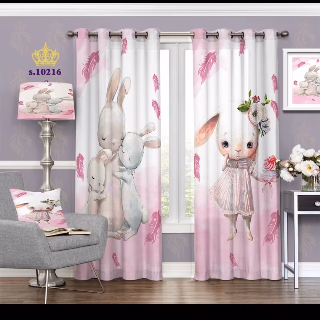 پرده اتاق خواب کودک دو قواره طرح کارتونی کد S10216