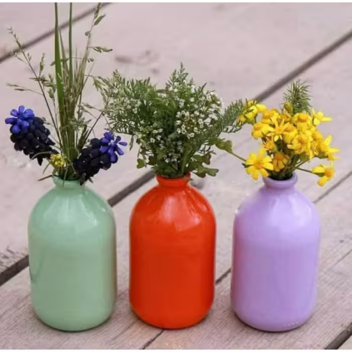 پک 5 عددی گلدان شیشه ای رنگی و فانتزی 
