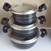 سرویس قابلمه 6پارچه خط دار گرانیت کیفیت عالی