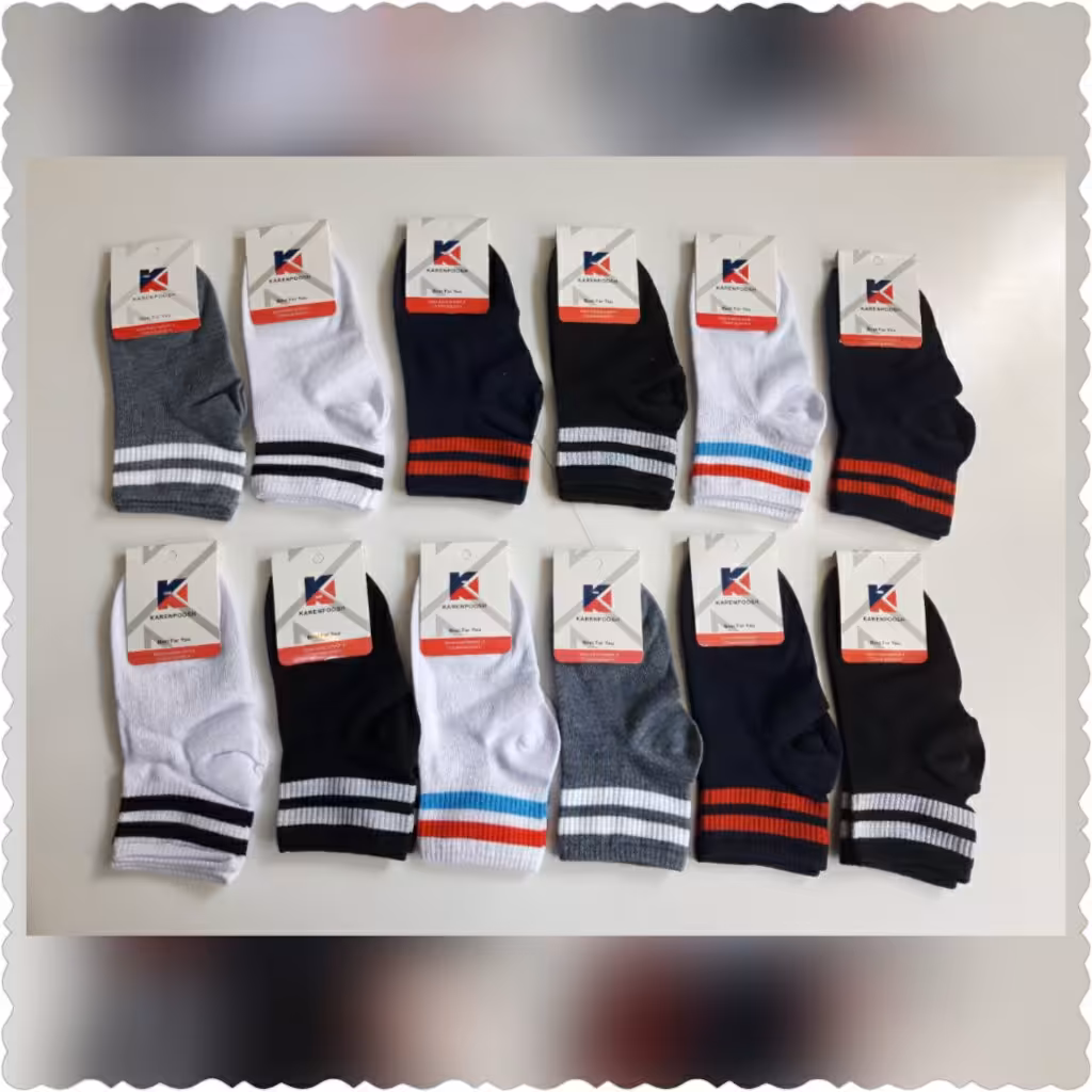 12 جفت جوراب نیم ساق اسپورت دو خط زنانه و مردانه