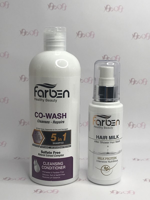 پک شامپو بدون سولفات 5 در 1 و شیر موی فاربن - Farben