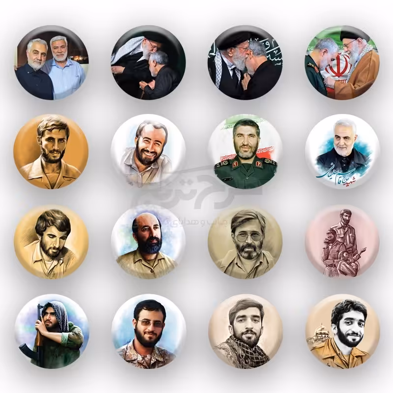 پک 16 عددی لیبل ژله ای تصویر شهدا (قطر هر لیبل 3 سانت)