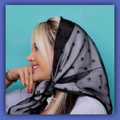 مینی اسکارف طوسی دو رو