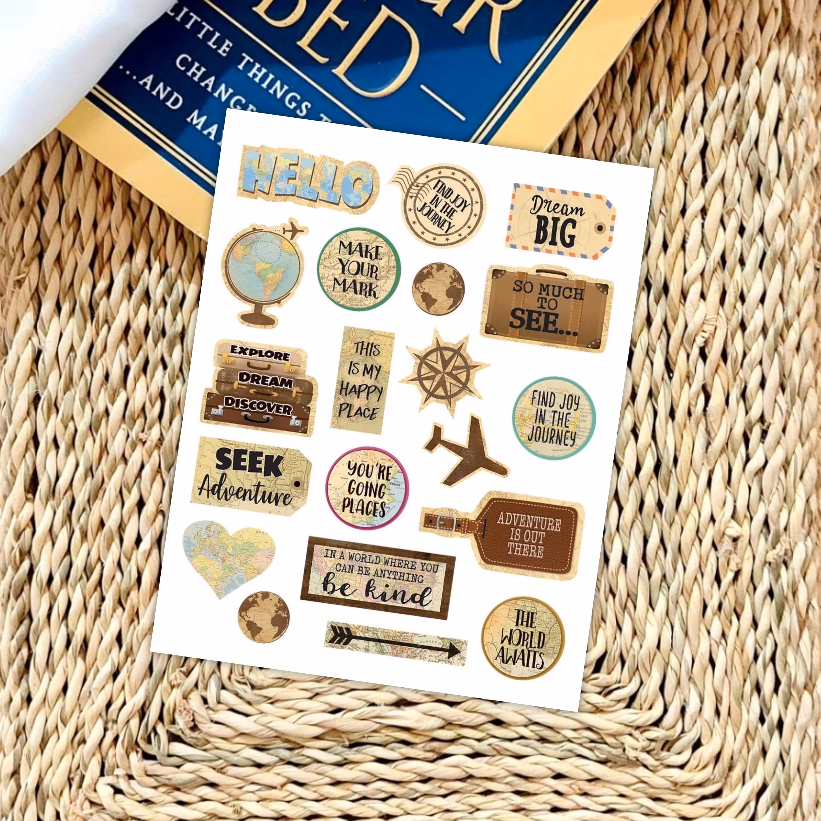 استیکر(برچسب) بدون برش   طرح  سفر  و تراول ملزومات بولت ژورنال و پلنر 