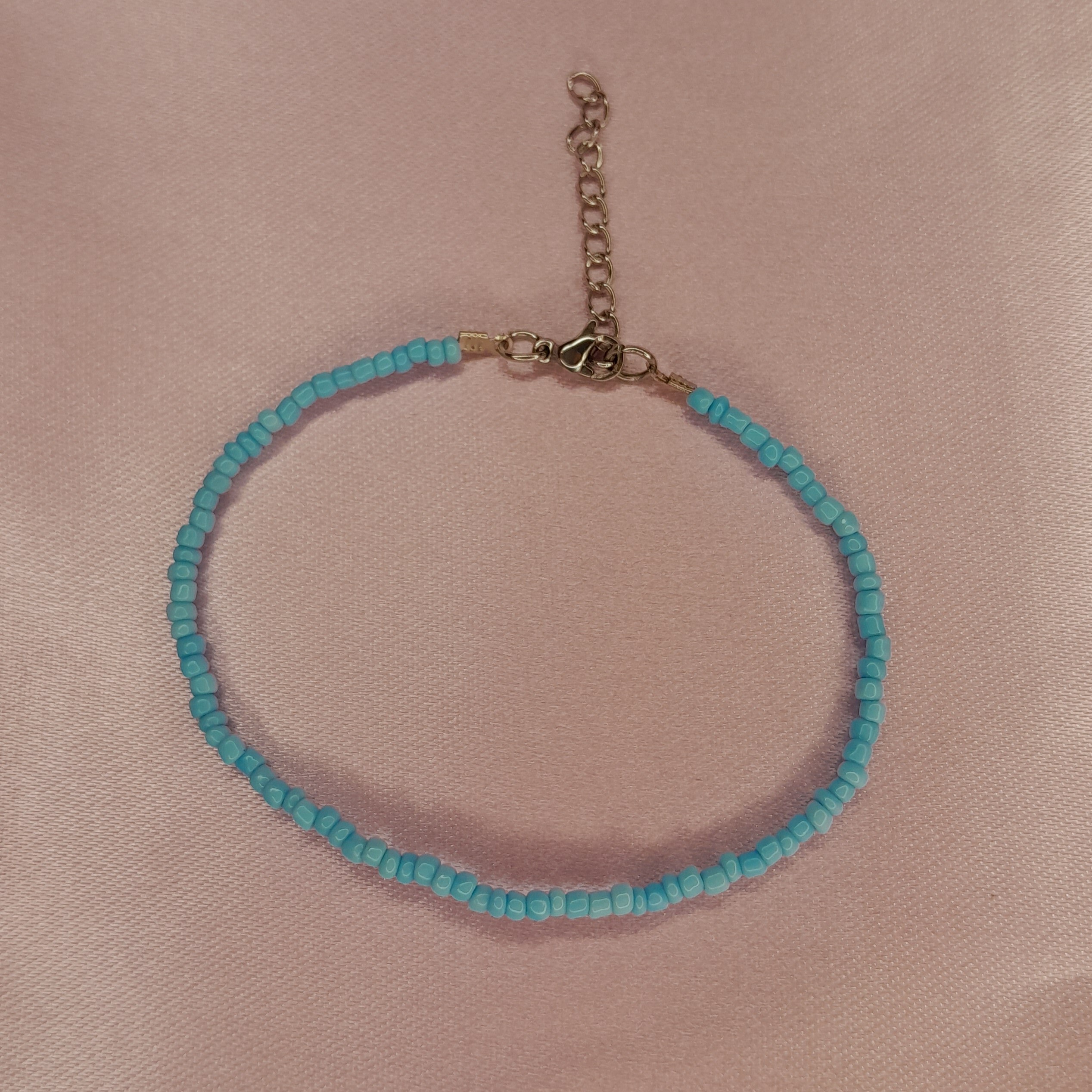 دستبند منجوقی آبی صدفی دستساز