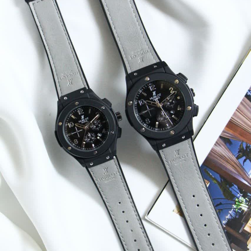 ساعت ست زنانه مردانه هابلوت بند رابر طوسی با کیفیت+ hublot