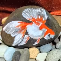 نقاشی روی سنگ، طرح ماهی گلی 2