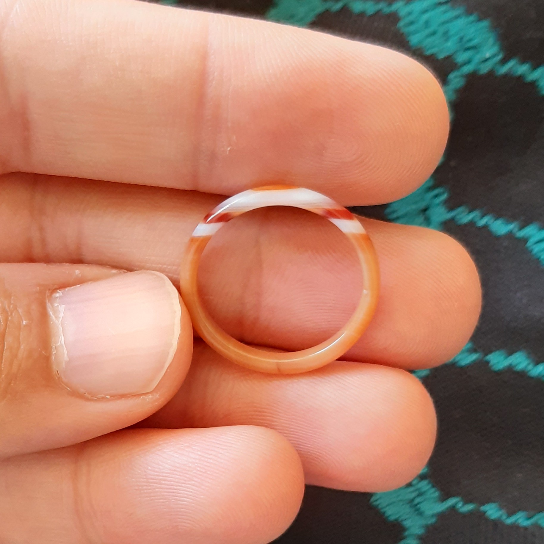 حلقه عقیق معدنی عقیق سلیمانی سایز 60 خوشرنگ و ظریف