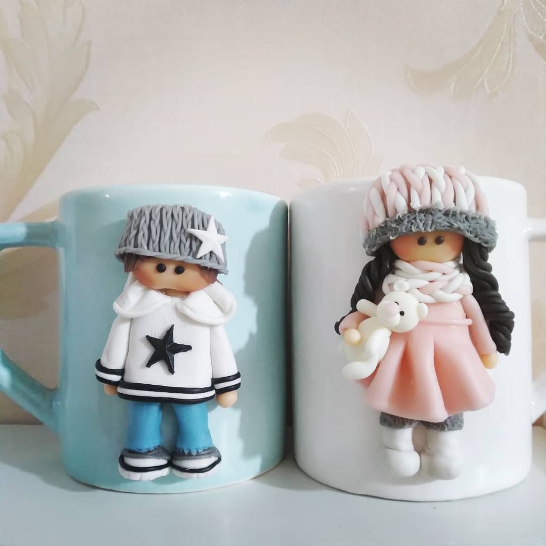 ماگ عروسکی دخترو پسر زمستانی