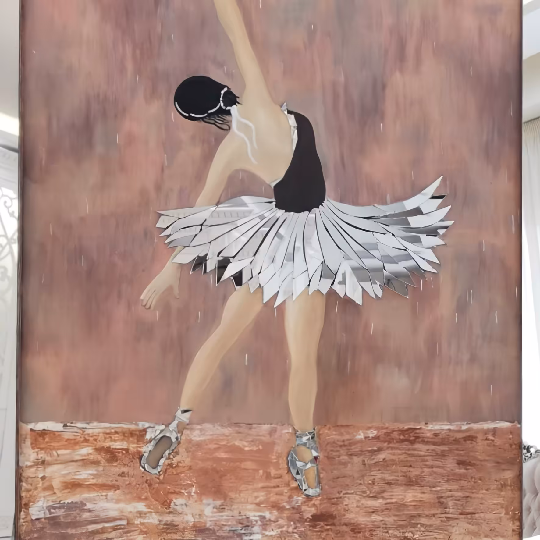 تابلو نقاشی آینه کاری طرح بالرین رقصان