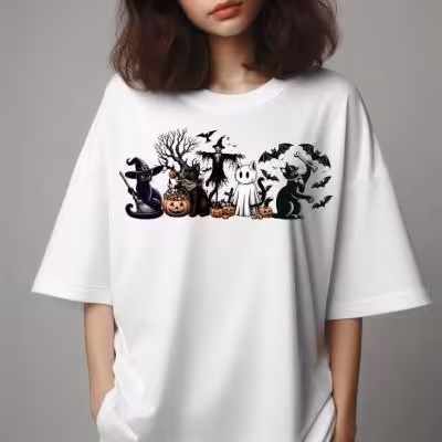 تیشرت سفید اسپان طرح هالویین