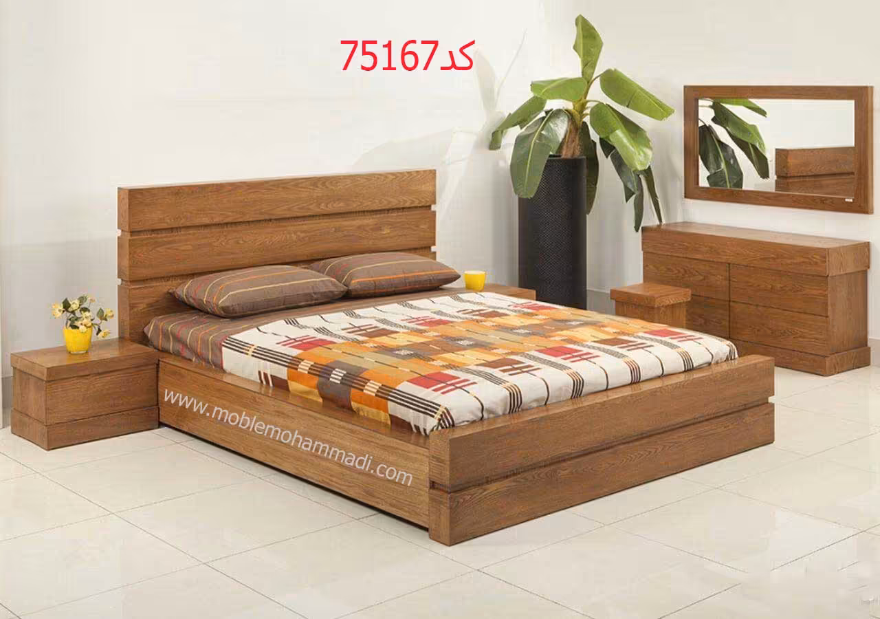 سرویس خواب ام دی اف کد75167شامل تخت/پاتختی/دراور/قاب اینه
